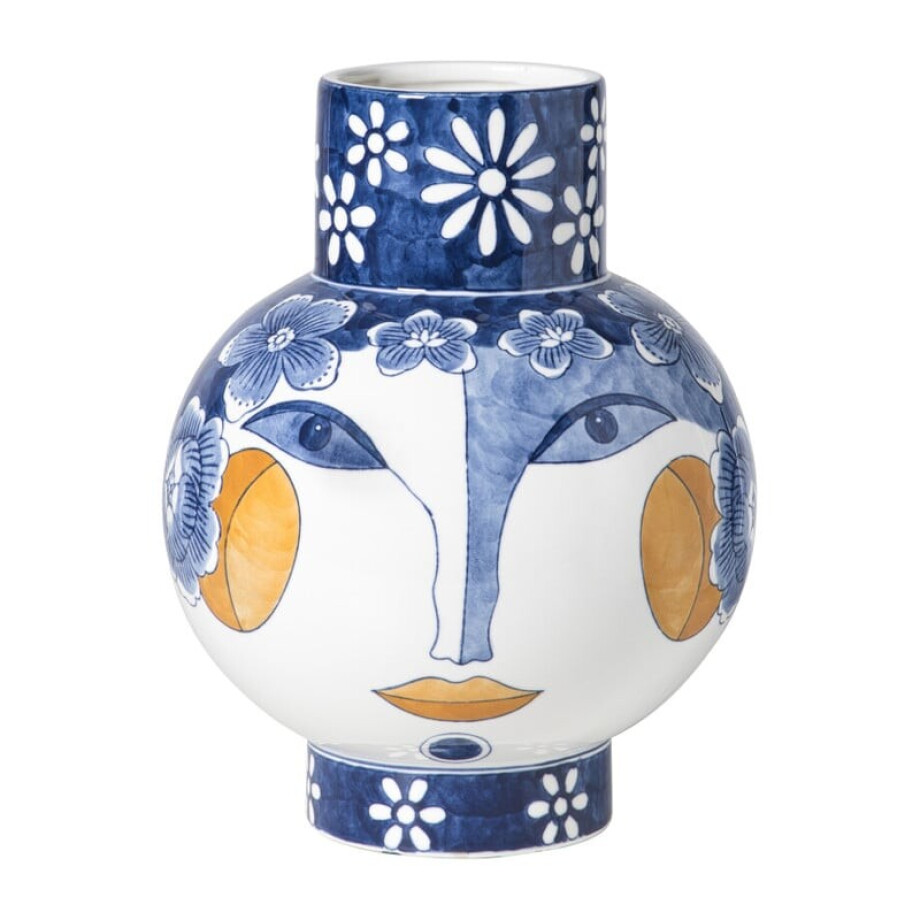 Vaas met gezicht - blauw - ø25.5x33 cm Vaas met gezicht - blauw - ø25.5x33 cm afbeelding