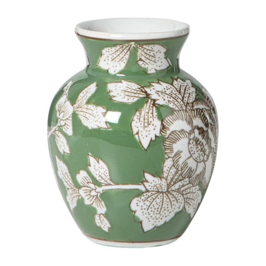 Vaas bloemenprint klein - groen - ø9x11.5 cm afbeelding 