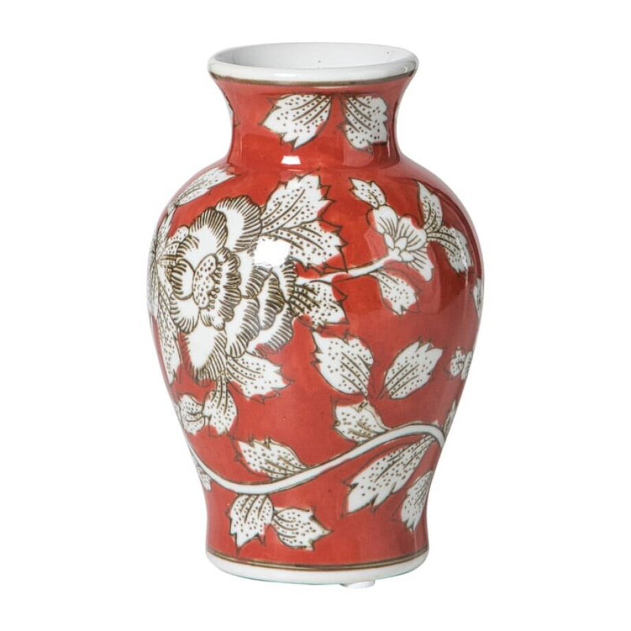 Vaas bloemenprint middel - rood - ø9.5x15 cm afbeelding 