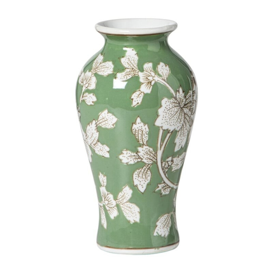 Vaas bloemenprint groot - groen - ø9x17.5 cm afbeelding 