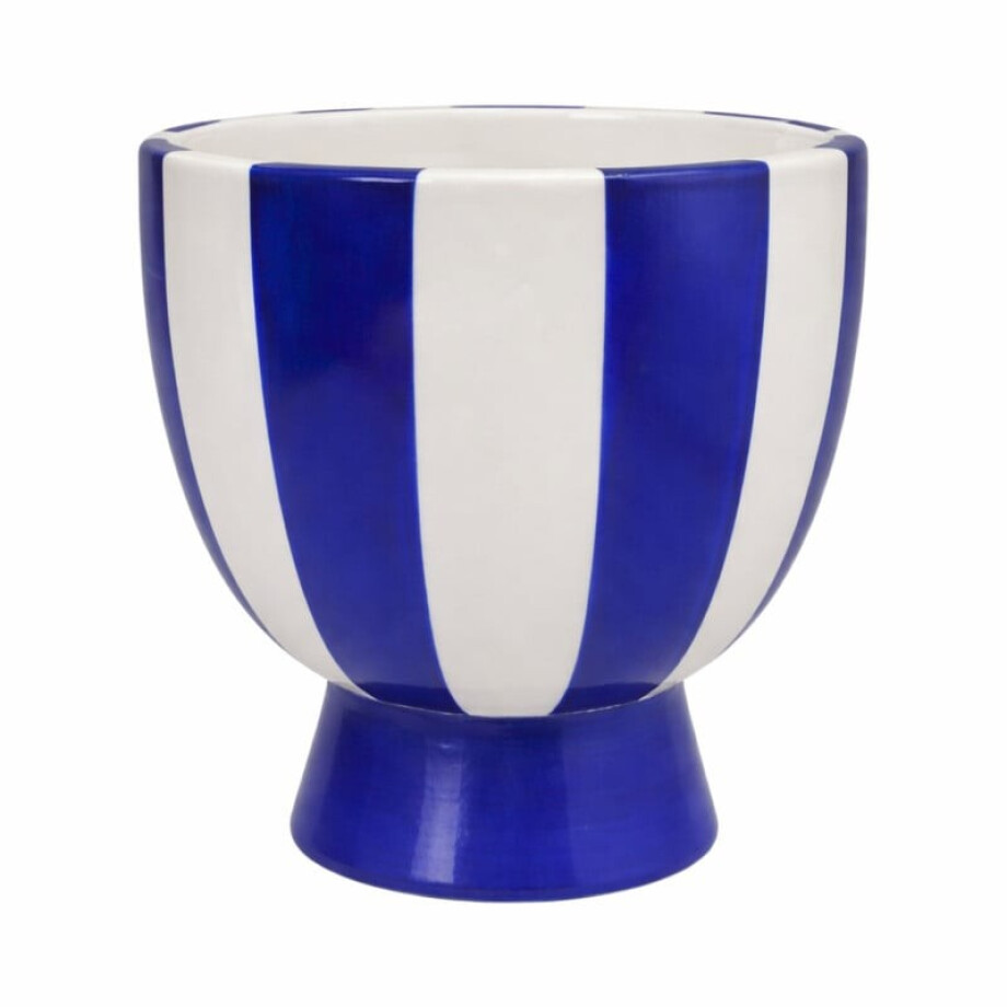 Bloempot keramiek - blauw - ø14.5 cm afbeelding 