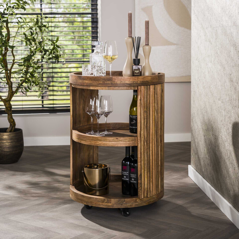 LifestyleFurn Wijntrolley 'Manna' Mangohout afbeelding 1