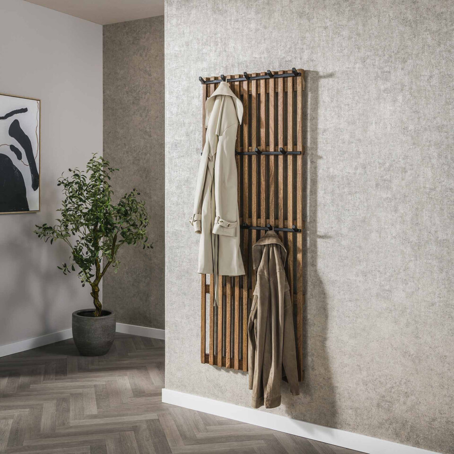 LifestyleFurn Kapstok 'Darah' Latjes Mangohout met 14 haken, 160 x 60cm afbeelding 1