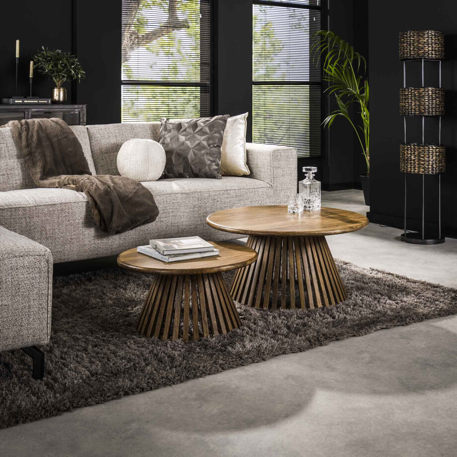 LifestyleFurn Salontafel 'Jean-Claude' Set van 2 stuks, Mangohout, kleur Naturel afbeelding 1