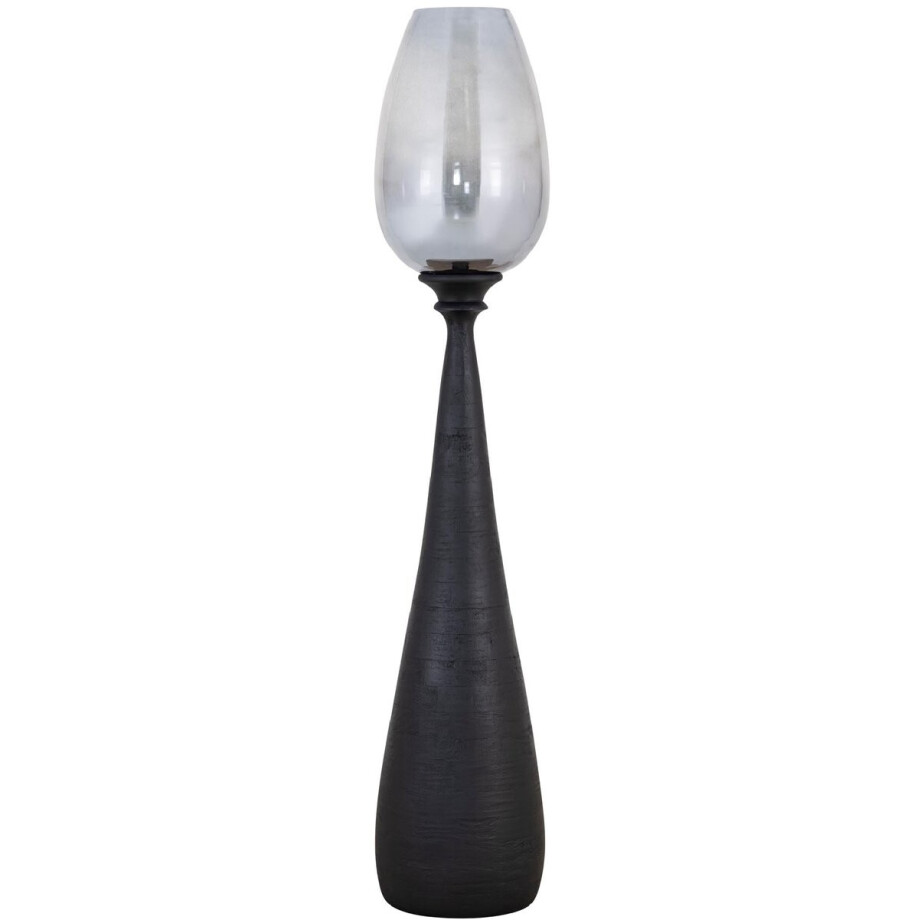 PTMD Windlicht Midi - 25x25x130 cm - Glas - Zwart PTMD Windlicht Midi - 25x25x130 cm - Glas - Zwart afbeelding 1