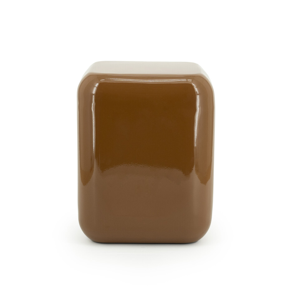 By-Boo Poef/Bijzettafel 'Dixon' 34 x 34cm, kleur Mosterdgeel afbeelding 1