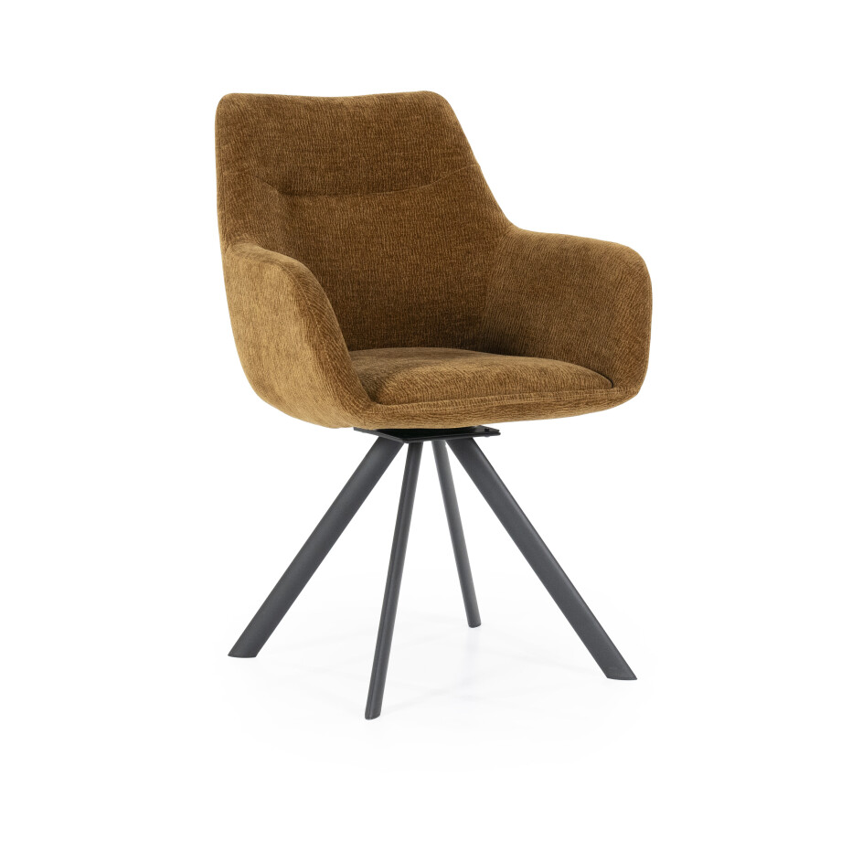 By-Boo Draaibare Eetkamerstoel 'Bliss' Met armleuning, kleur Mosterdgeel afbeelding 1