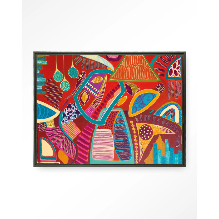 Urban Cotton Wandkleed 'Vida Marina' 145 x 190cm in Floating Frame - black afbeelding 