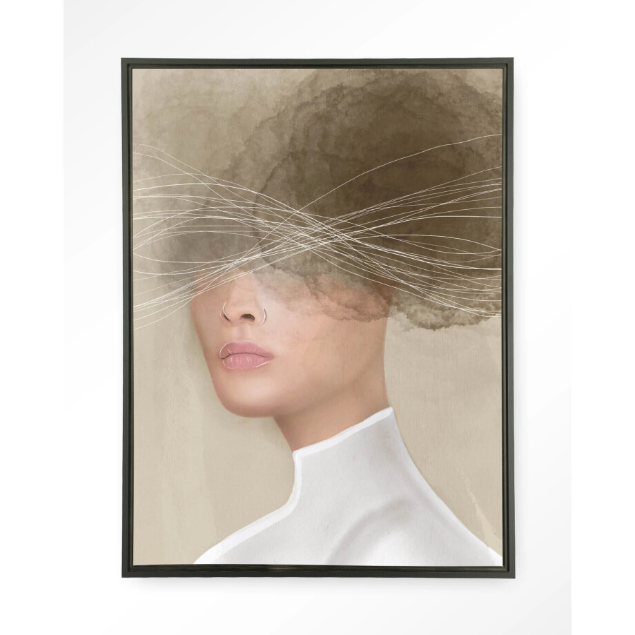 Urban Cotton Wandkleed 'Mood Cloud' 110 x 145cm in Floating Frame - black afbeelding 