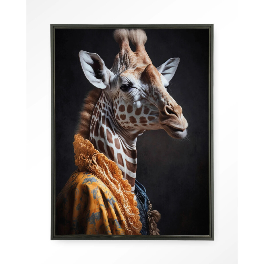 Urban Cotton Wandkleed 'Giraffe' 80 x 110cm in Floating Frame - black Urban Cotton Wandkleed 'Giraffe' 80 x 110cm in Floating Frame - black afbeelding