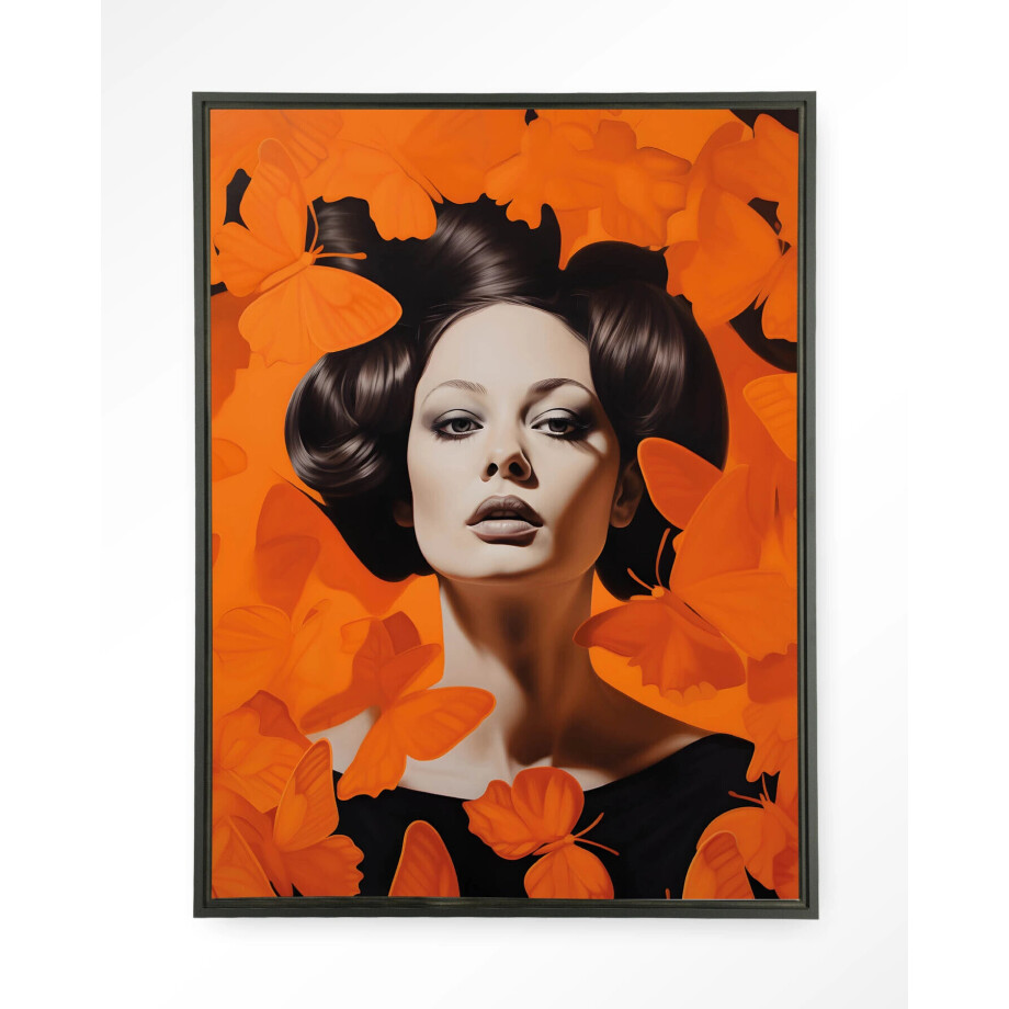Urban Cotton Wandkleed 'Abby' 110 x 145cm in Floating Frame - black Urban Cotton Wandkleed 'Abby' 110 x 145cm in Floating Frame - black afbeelding