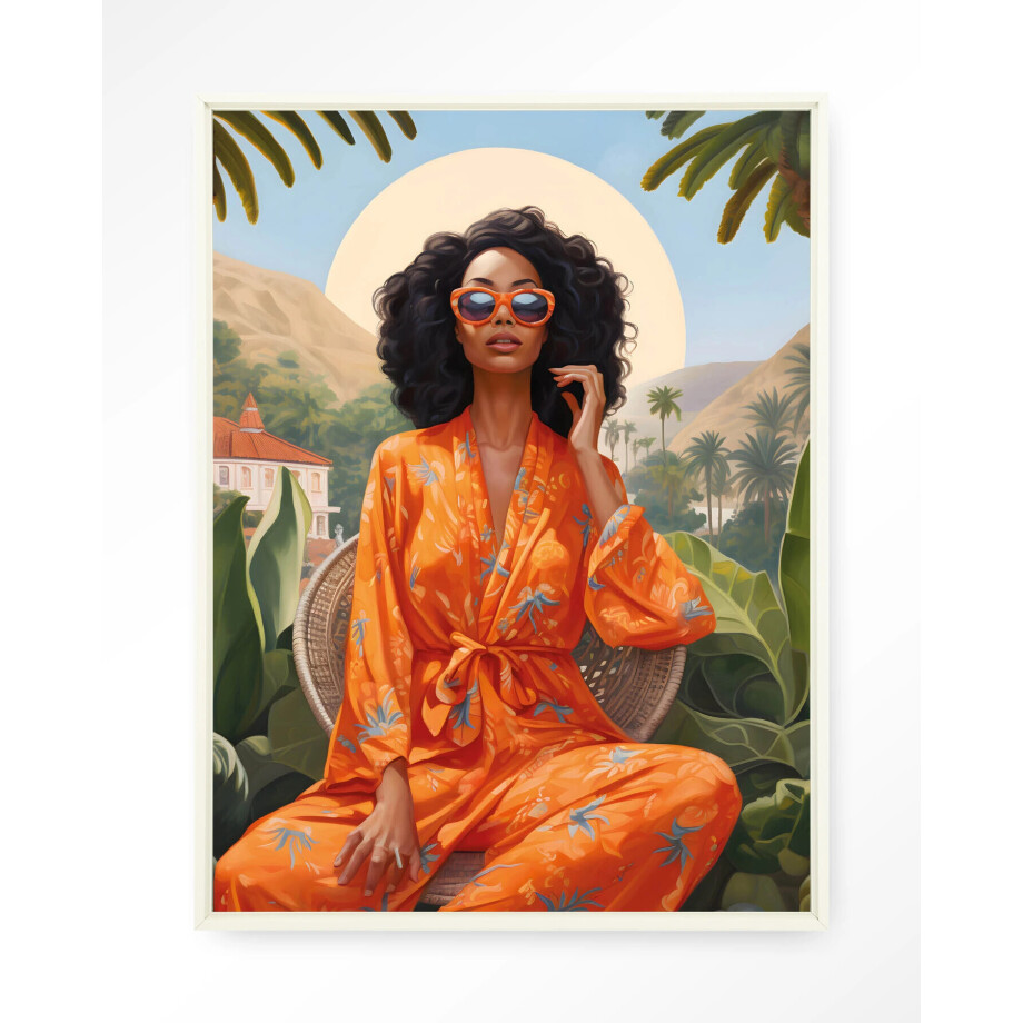 Urban Cotton Wandkleed 'Mia' 110 x 145cm in Floating Frame - off white afbeelding 