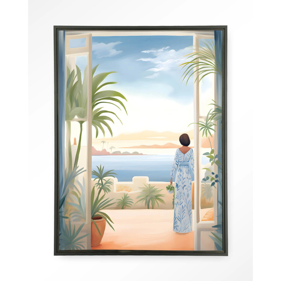 Urban Cotton Wandkleed 'Florine' 145 x 190cm in Floating Frame - black afbeelding 