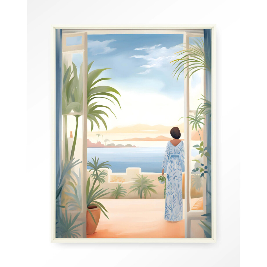 Urban Cotton Wandkleed 'Florine' 145 x 190cm in Floating Frame - off white afbeelding 