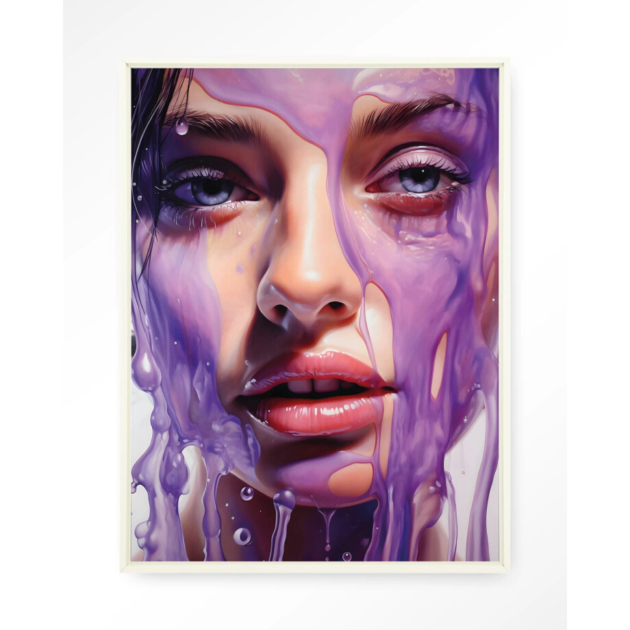 Urban Cotton Wandkleed 'Silver' 110 x 145cm in Floating Frame - off white afbeelding 