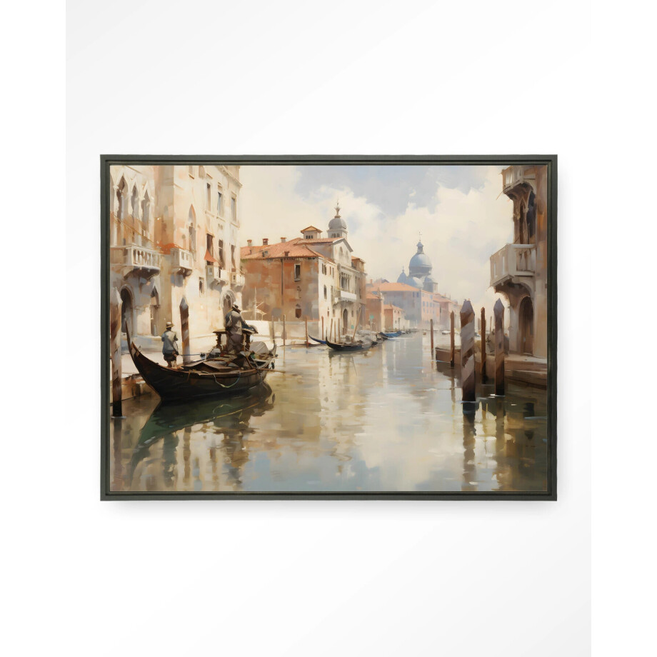 Urban Cotton Wandkleed 'Venice' 145 x 190cm in Floating Frame - black Urban Cotton Wandkleed 'Venice' 145 x 190cm in Floating Frame - black afbeelding