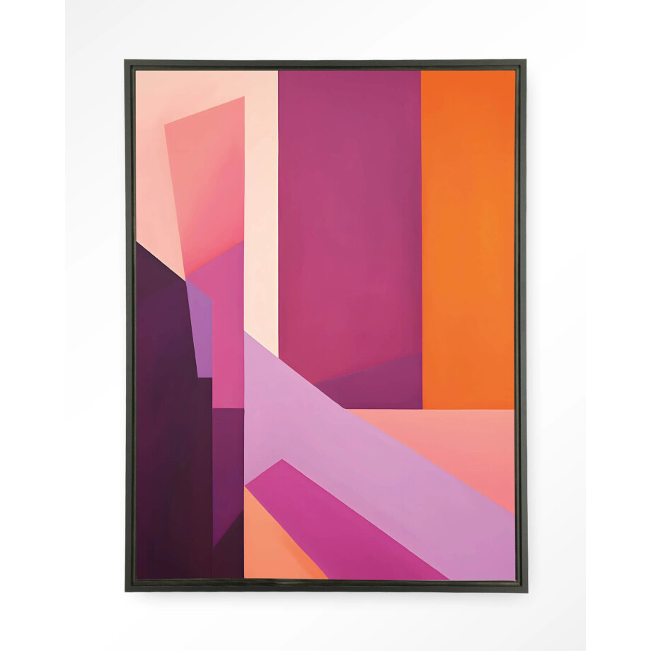 Urban Cotton Wandkleed 'Folded Lines' 80 x 110cm in Floating Frame - black afbeelding 