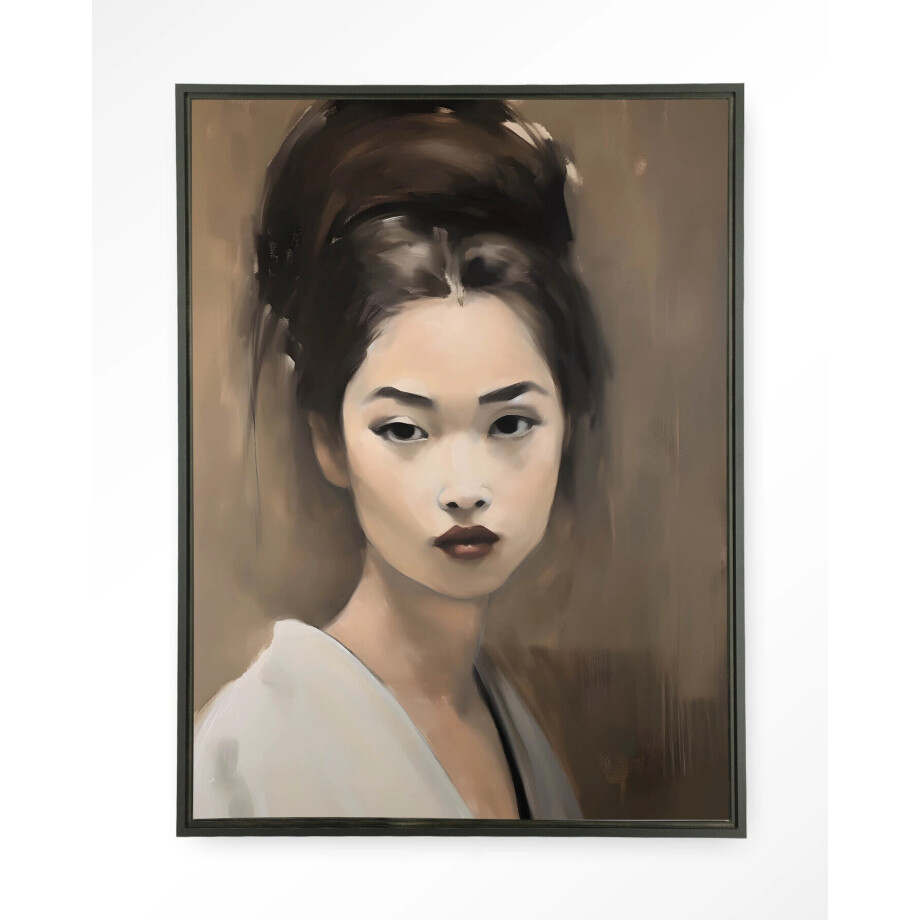 Urban Cotton Wandkleed 'Adakachi' 110 x 145cm in Floating Frame - black afbeelding 