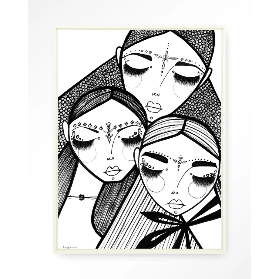 Urban Cotton Wandkleed 'Close' 80 x 110cm in Floating Frame - off white afbeelding 