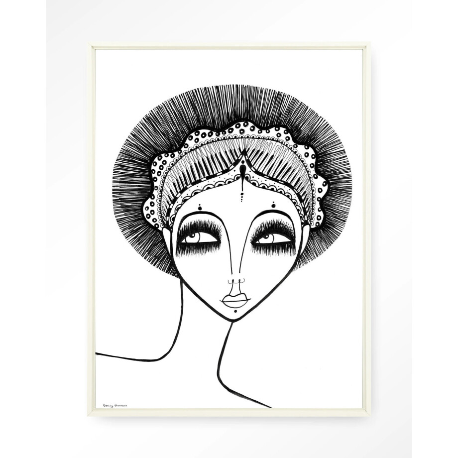 Urban Cotton Wandkleed 'Leyla' 145 x 190cm in Floating Frame - off white afbeelding 