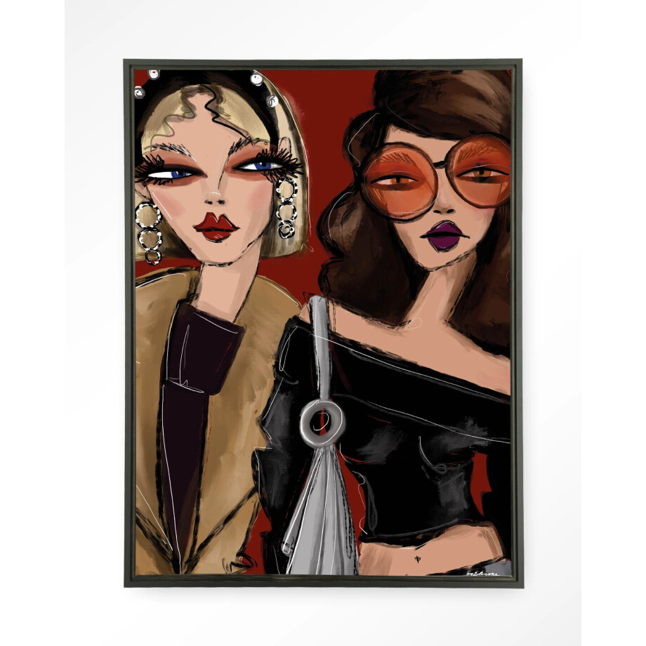 Urban Cotton Wandkleed 'Fall Friends' 80 x 110cm in Floating Frame - black Urban Cotton Wandkleed 'Fall Friends' 80 x 110cm in Floating Frame - black afbeelding