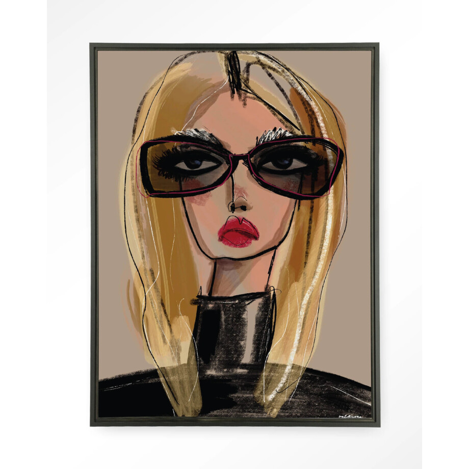 Urban Cotton Wandkleed 'She Knows' 110 x 145cm in Floating Frame - black Urban Cotton Wandkleed 'She Knows' 110 x 145cm in Floating Frame - black afbeelding