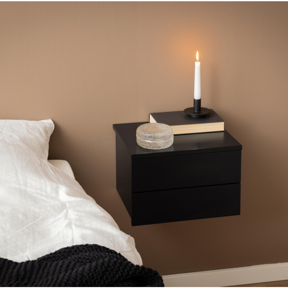Bendt Hangend Nachtkastje 'Grete' Met 2 lades, kleur Zwart afbeelding 1