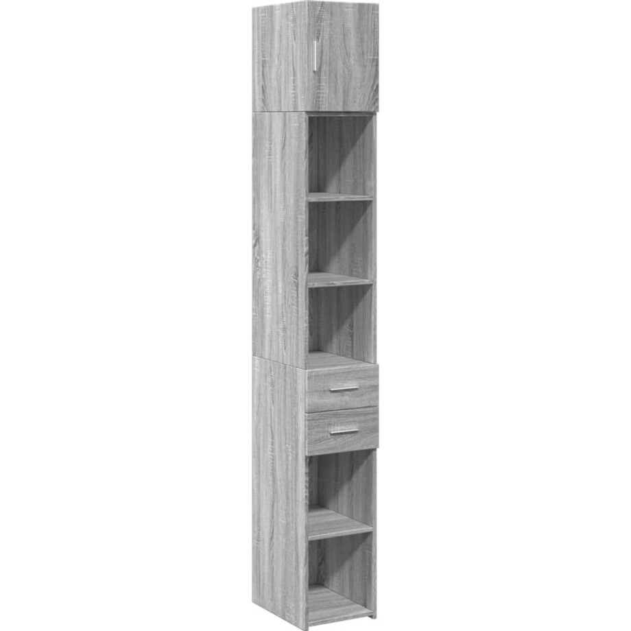 vidaXL - Opbergkast - smal - 30x42,5x225 - cm - bewerkt - hout - grijs - sonoma - eiken afbeelding 1