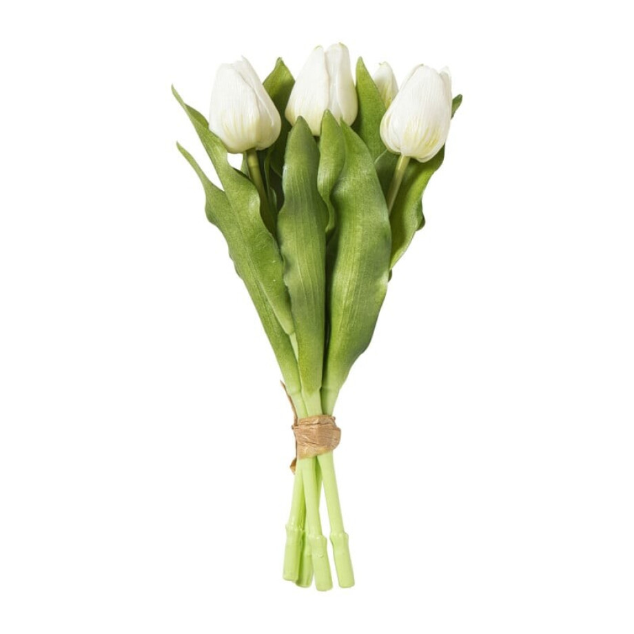Kunstbloem tulpenboeketje - wit - 30 cm afbeelding 
