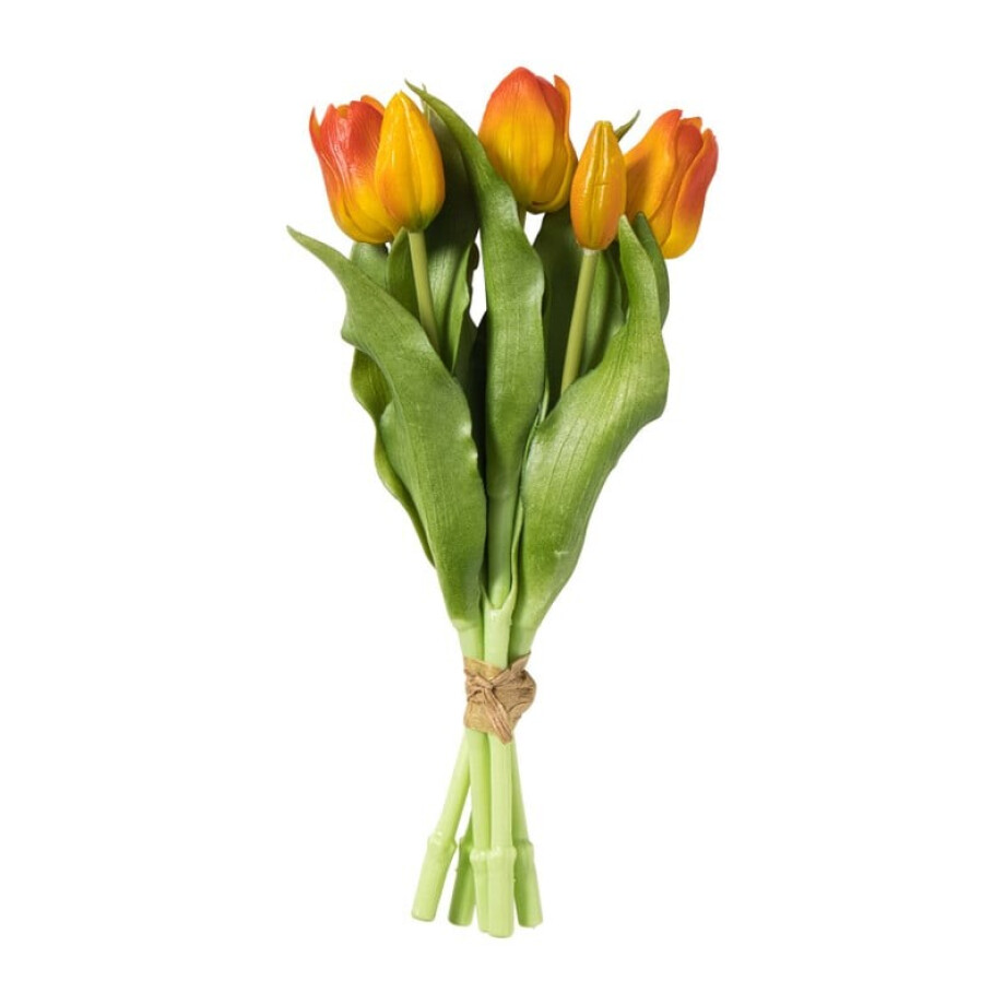 Kunstbloem tulpenboeketje - oranje - 30 cm afbeelding 