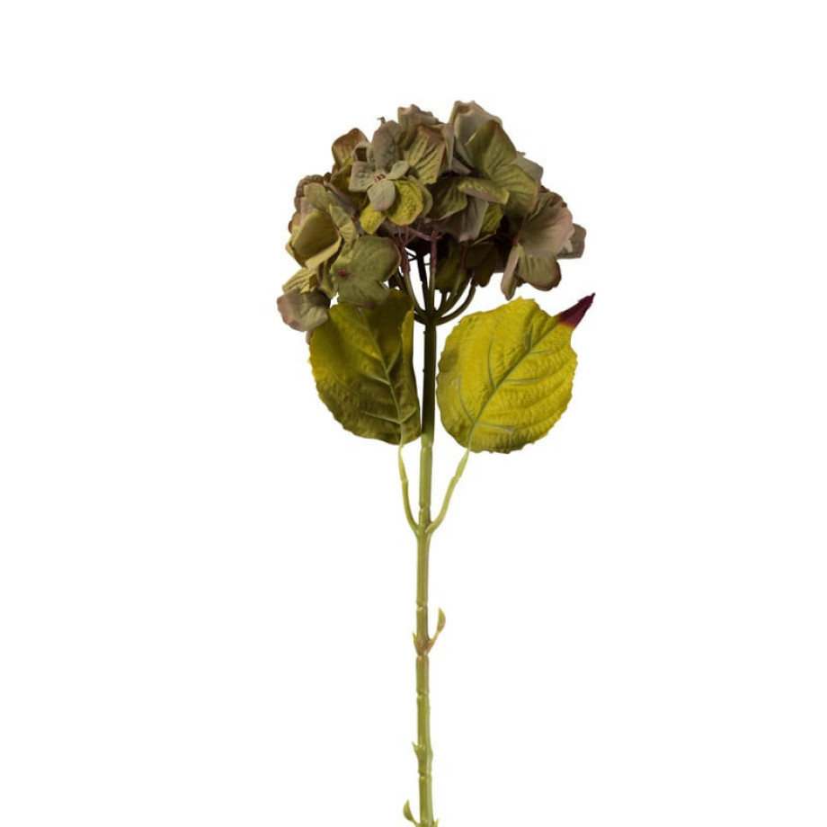 Kunstbloem hortensia - groen - 63 cm afbeelding 