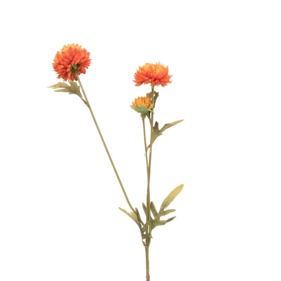 Kunstbloem met 2 chrysanten - oranje - 73 cm afbeelding 