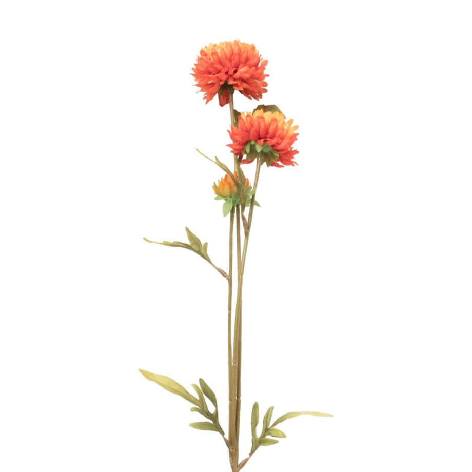 Kunstbloem met 3 chrysanten - oranje - 68 cm afbeelding 