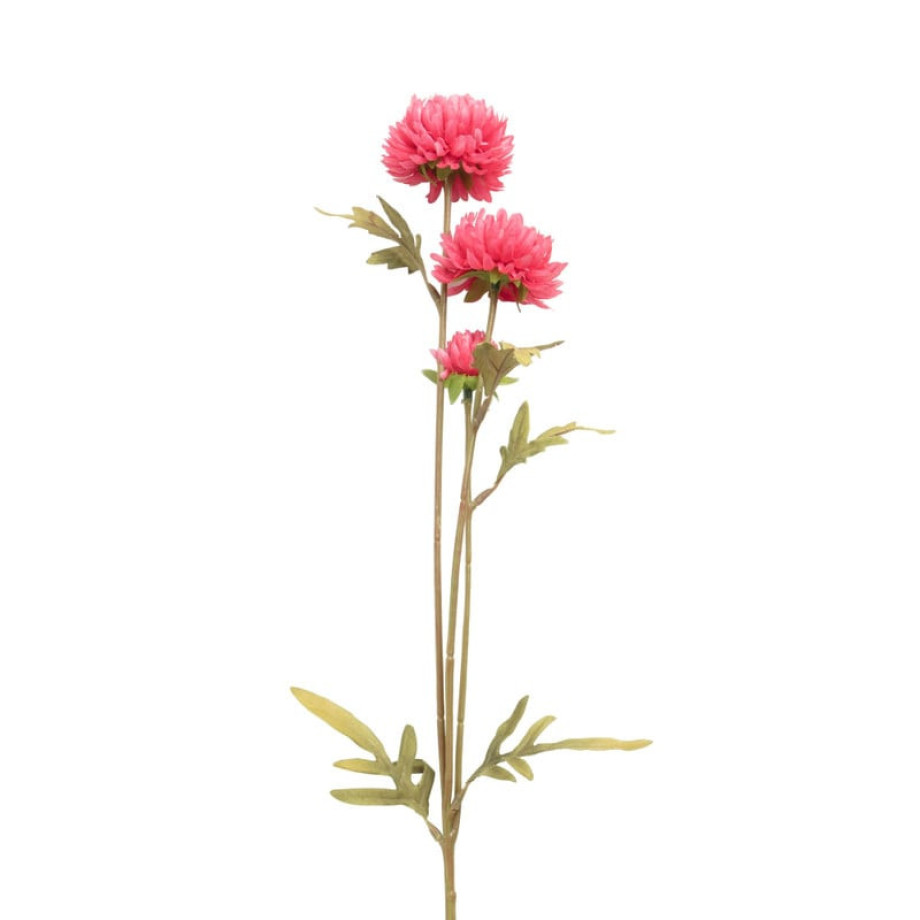 Kunstbloem met 3 chrysanten - fuchsia - 68 cm afbeelding 