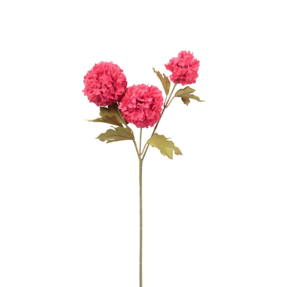 Kunstbloem met 3 hortensia&apos;s - fuchsia - 69 cm afbeelding 