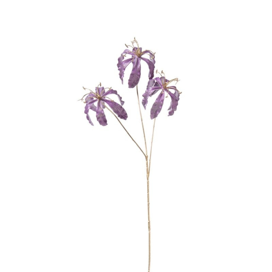 Kunstbloem gloriosa - goudkleurig/paars - 60 cm afbeelding 