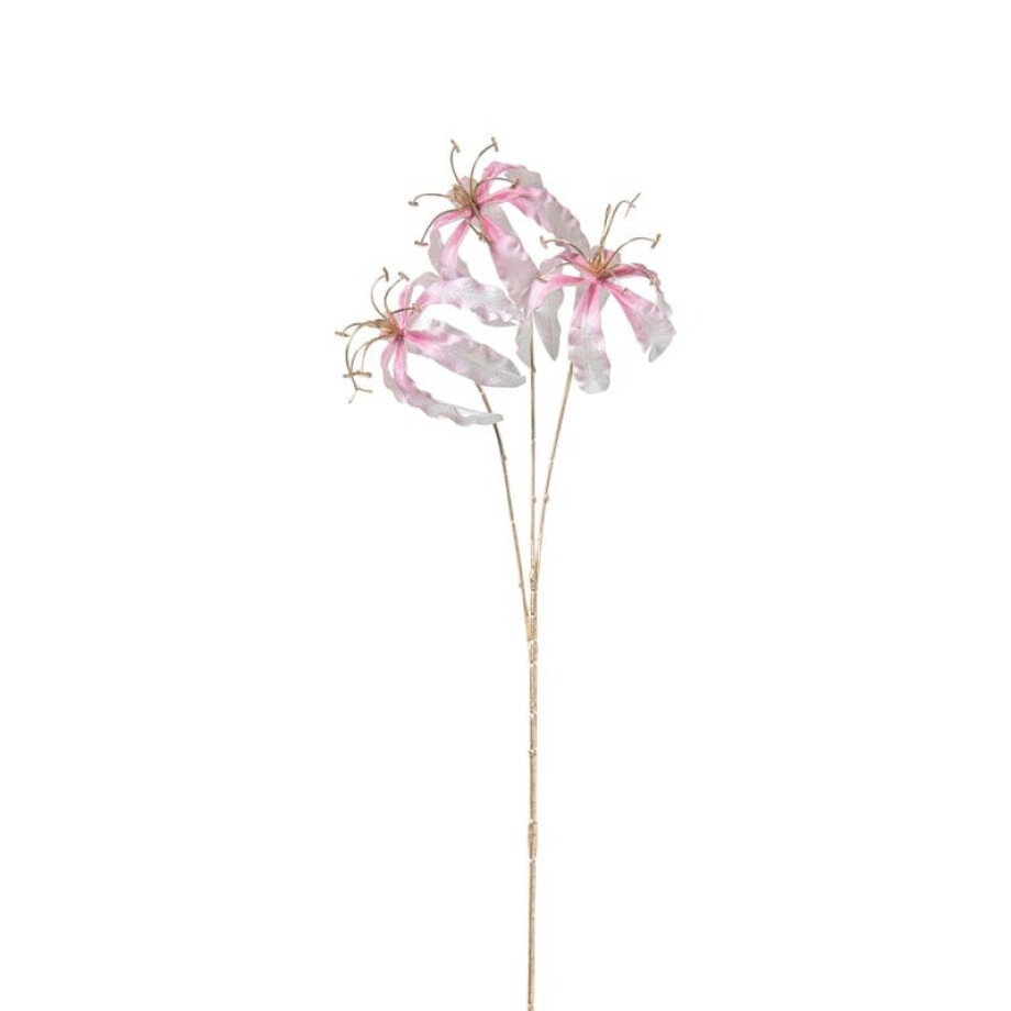 Kunstbloem gloriosa - goudkleurig/roze - 60 cm afbeelding 