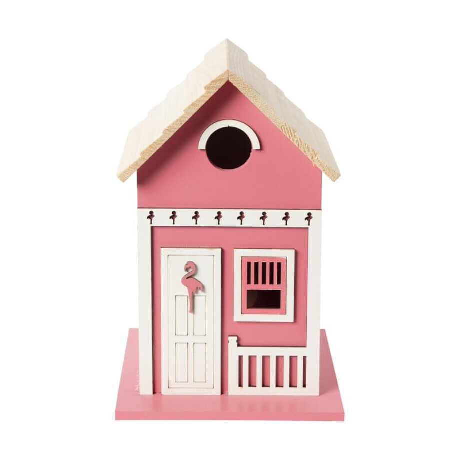 Vogelhuisje flamingo - roze - 24x16x13 cm afbeelding 