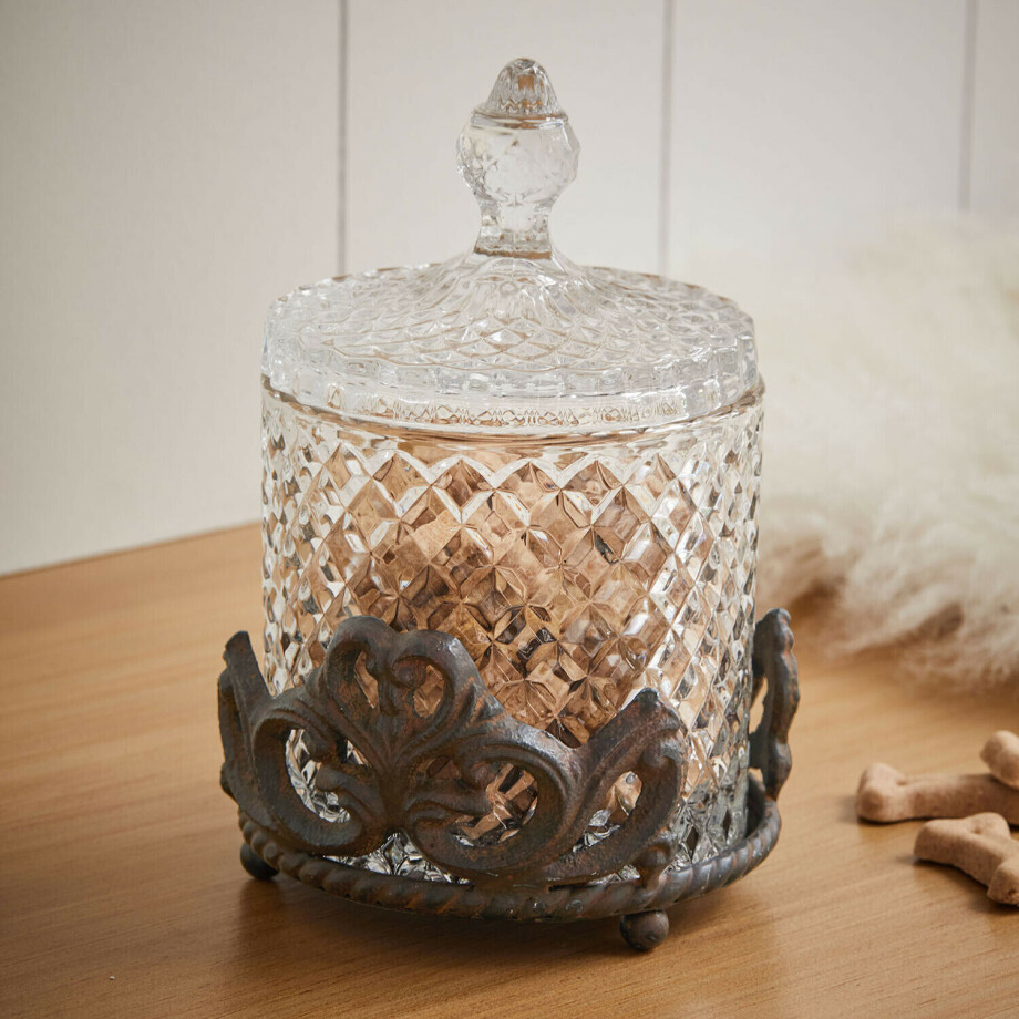 Glazen potje met houder Kerynna Glazen potje met houder Kerynna afbeelding