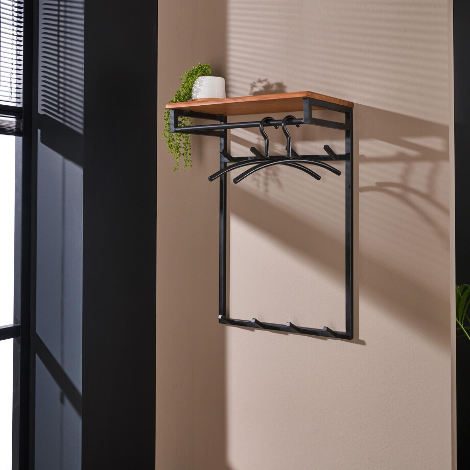 LifestyleFurn Kapstok 'Kelsie' met 8 haken en roede, acaciahout afbeelding 1