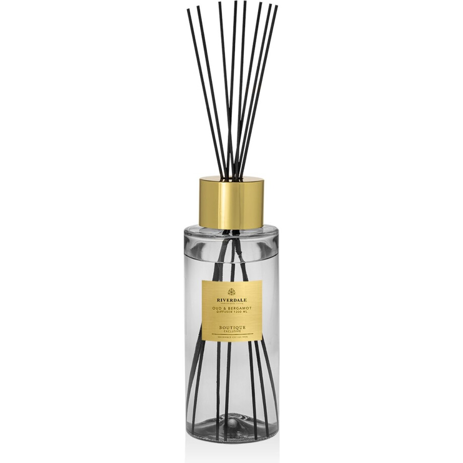 Geurstokjes Riverdale 1200ml (grote fles) - Boutique Exclusive - Oud & Bergamot afbeelding 1