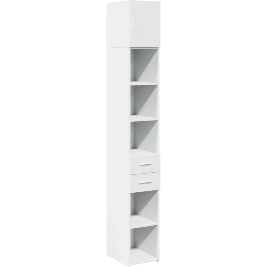vidaXL Houten Kast - Opslagkast - Opbergkast smal 30x42,5x225 cm bewerkt hout wit - Smalle Kast - Opberger - Bergruimte afbeelding 1