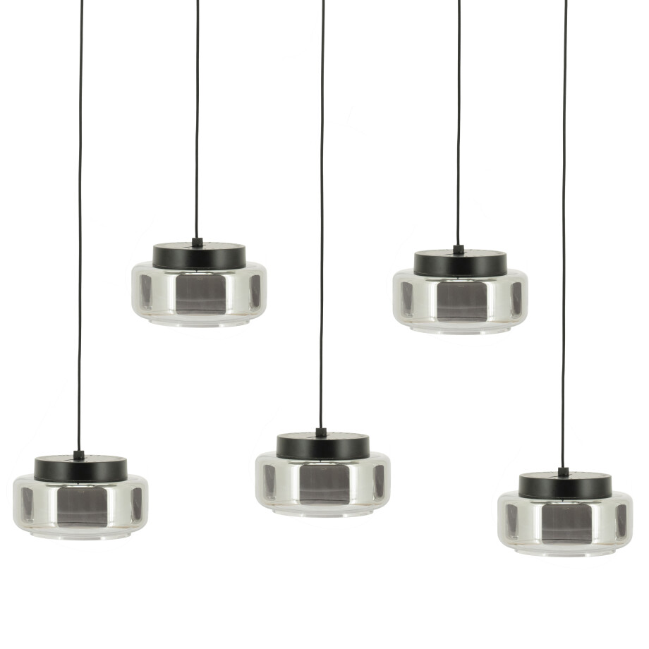 By-Boo Verstelbare Hanglamp 'Pivot' Glas, 5-lamps afbeelding 1
