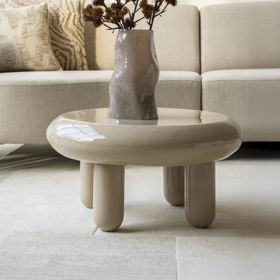 By-Boo Ronde Salontafel 'Balloon' 70cm, kleur Beige By-Boo Ronde Salontafel 'Balloon' 70cm, kleur Beige afbeelding 1