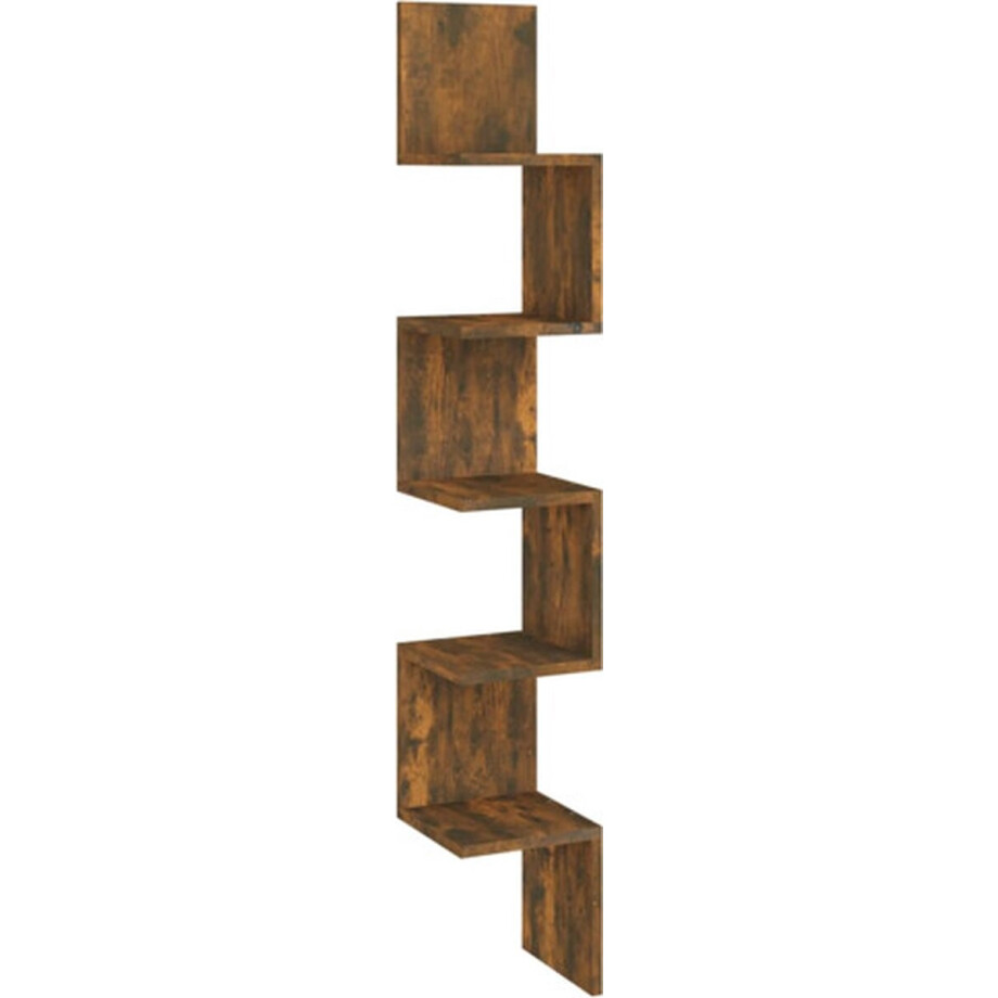 vidaXL - Hoekwandschap - 20x20x127,5 - cm - bewerkt - hout - gerookt - eikenkleurig vidaXL - Hoekwandschap - 20x20x127,5 - cm - bewerkt - hout - gerookt - eikenkleurig afbeelding 1