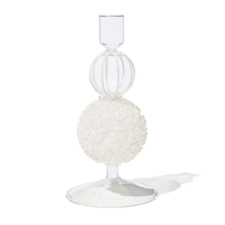 HEMA HEMA Kandelaar ⌀9.5x18.1cm Glas Parels afbeelding 