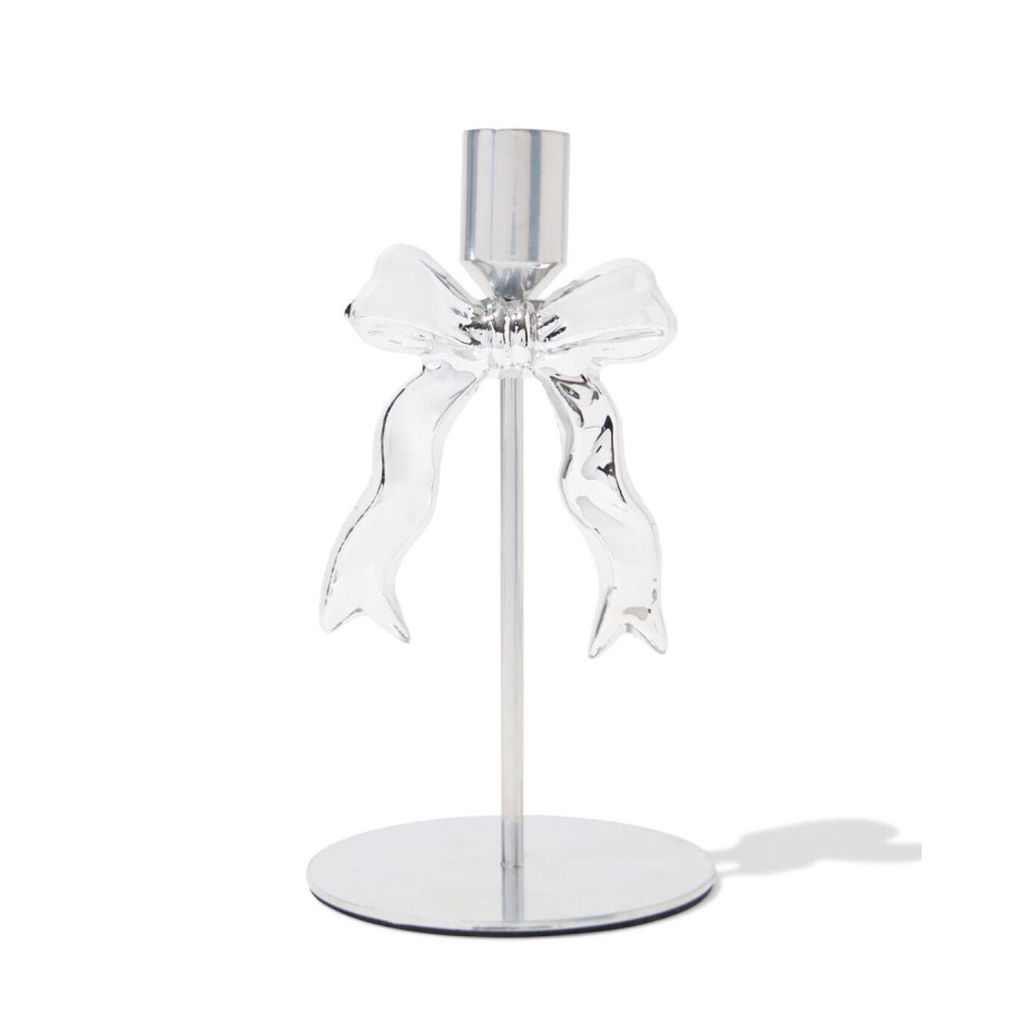 HEMA HEMA Kandelaar ⌀9.5x17.5cm Staal Strik (zilver) afbeelding 1