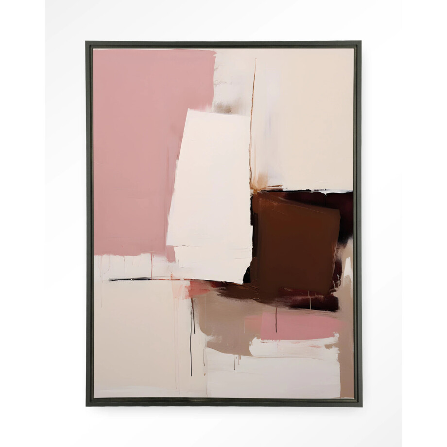 Urban Cotton Wandkleed 'Pink Fields' 110 x 145cm in Floating Frame - black afbeelding 