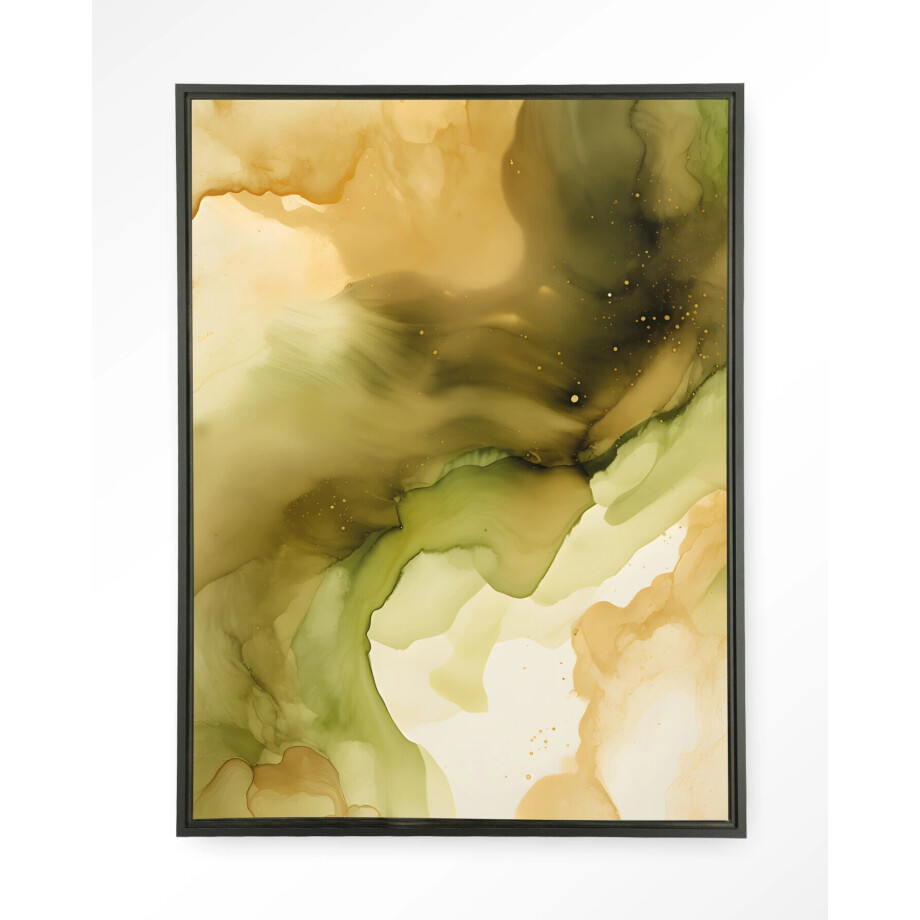 Urban Cotton Wandkleed 'Green Flow' 145 x 190cm in Floating Frame - black afbeelding 