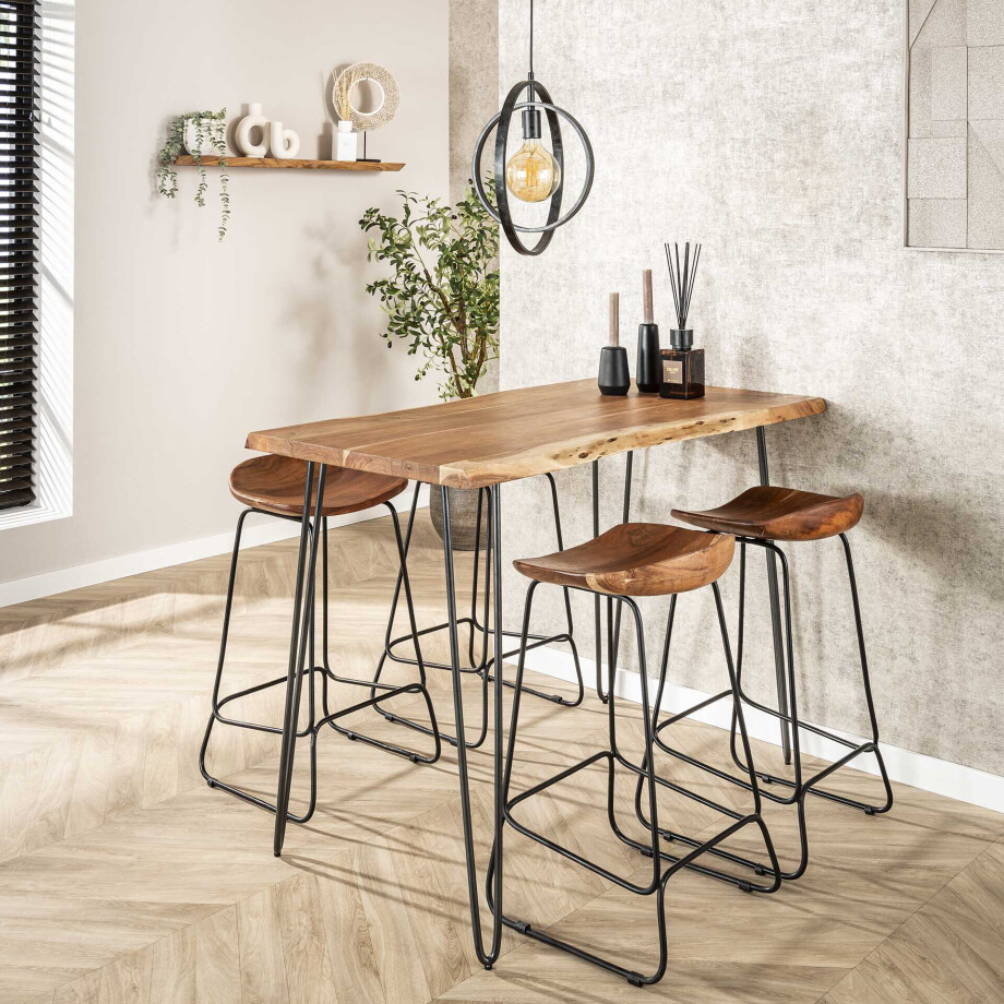 Bartafel 'Michel' Boomstam, 130 x 70cm, kleur Massief acacia naturel afbeelding 1